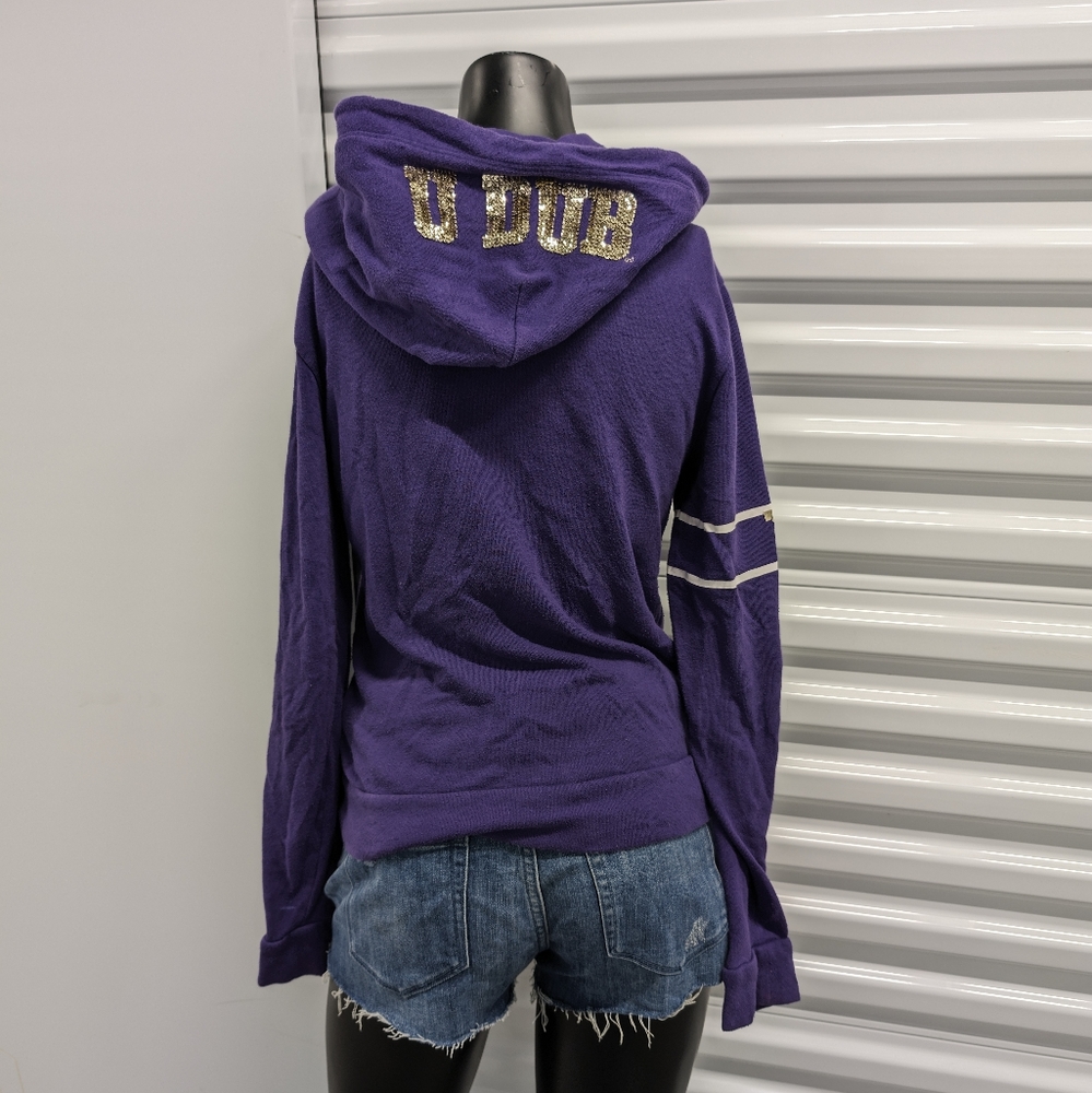 PINK Victoria's Secret Bling University Of Washington Full Zip Hoody - Picture 2 of 11